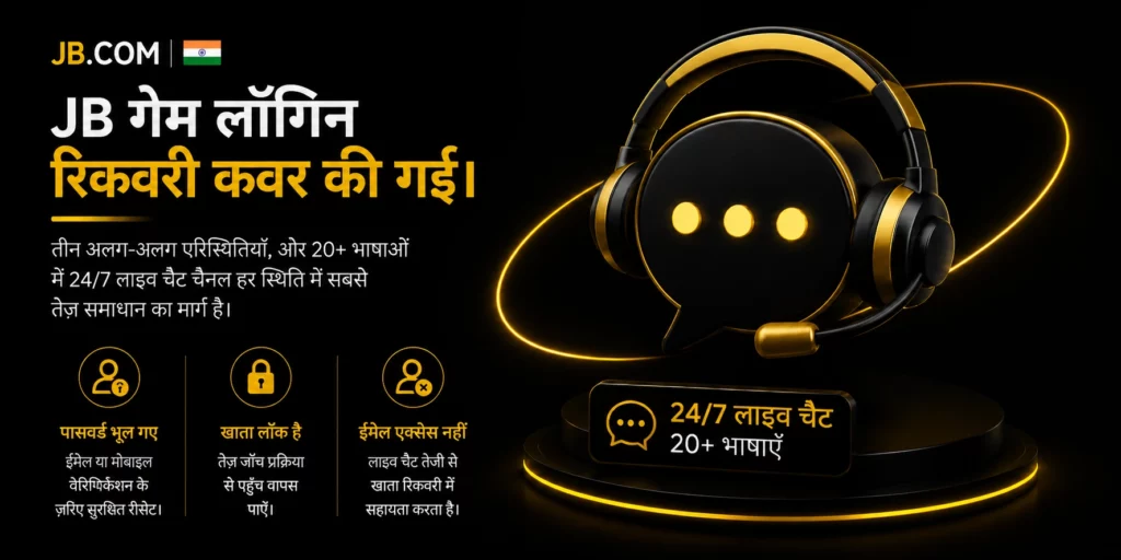 JB.com भारत लॉगिन रिकवरी – हेडसेट और 24/7 लाइव चैट 20+ भाषाओं में