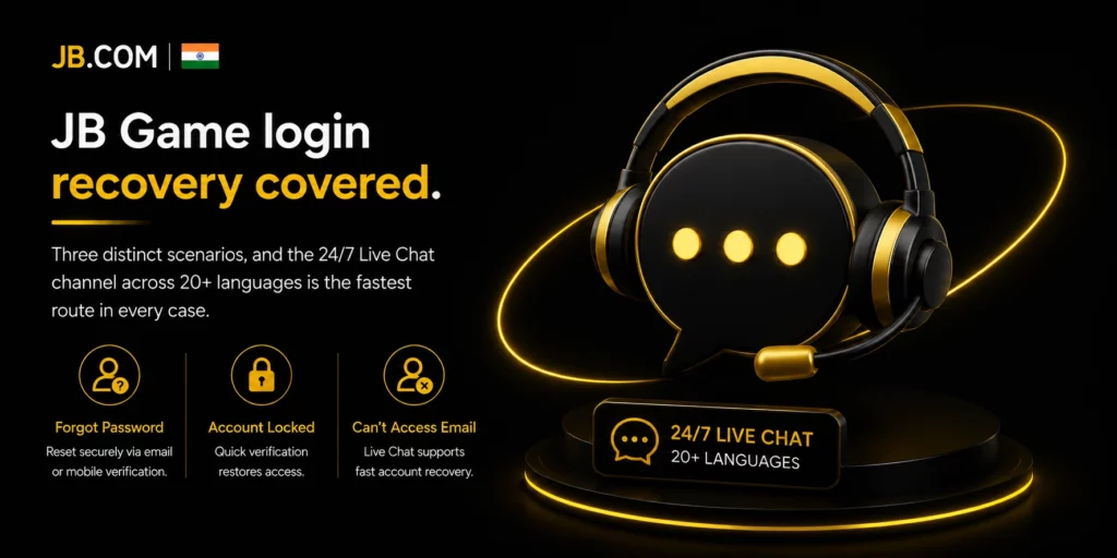 JB.com India login recovery β headset, 24/7 live chat in 20+ languages